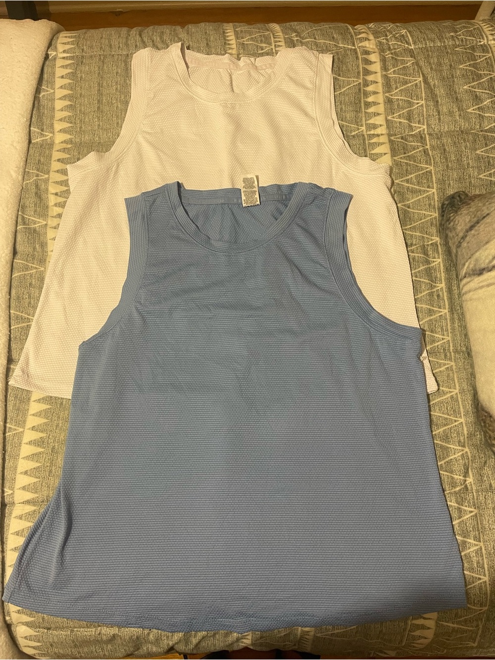 RBX Women's Light Blue and White Sleeveless Tank Tops